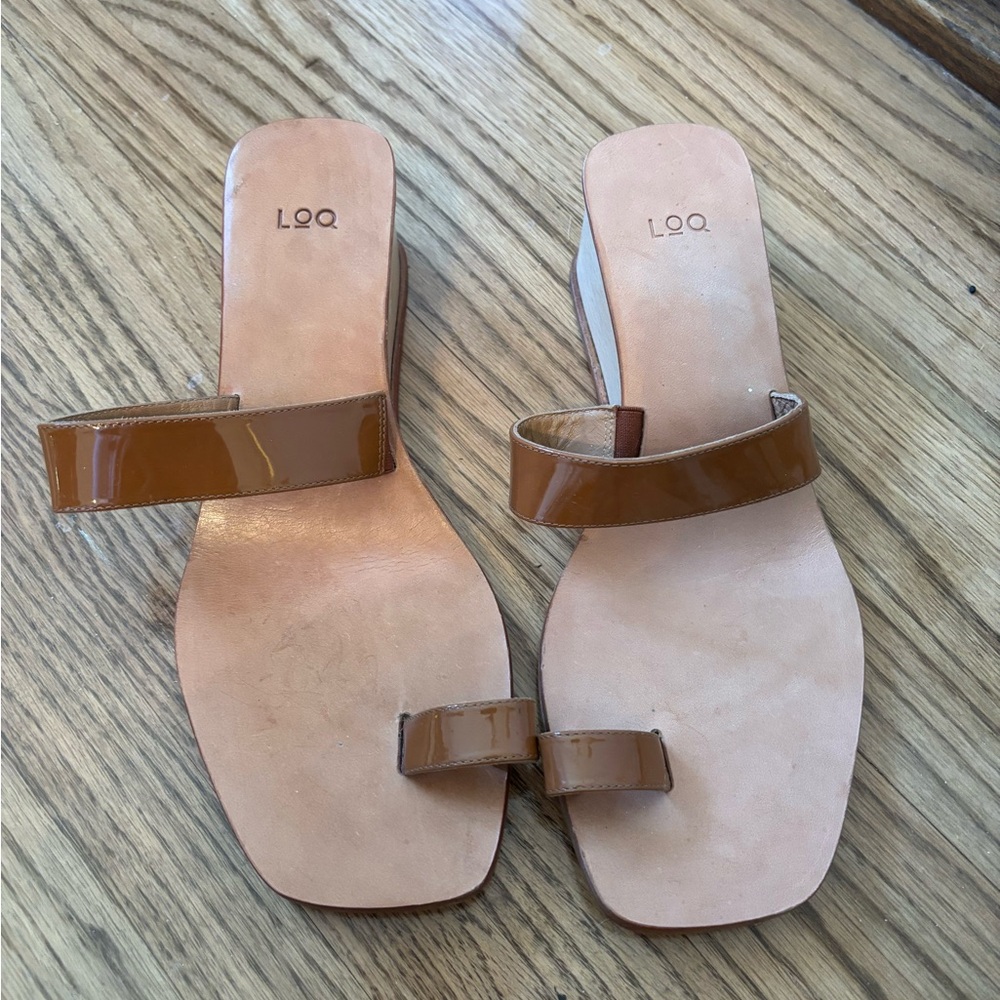 LOQ Tan Leather Wedge Sandals